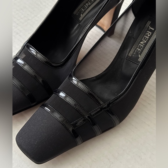 J. Renee Black Fabric & Leather 3" Block Heels Mesh Side & Top Women's Size 8M - Picture 4 of 12